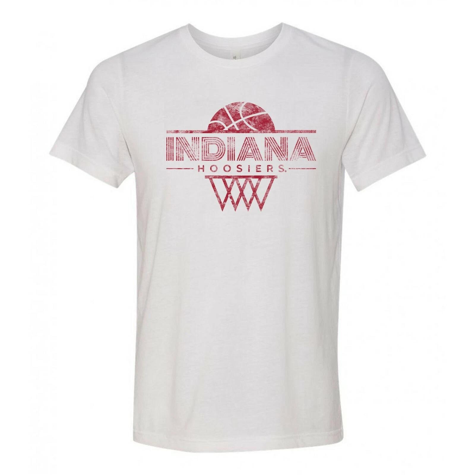 Indiana Hoosiers Oblique Basketball Canvas Triblend T Shirt - Heather White XL