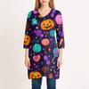Womens's Fashion Casual Halloween Print V-neck Mid Length Pocket 3/4 Sleeve Top