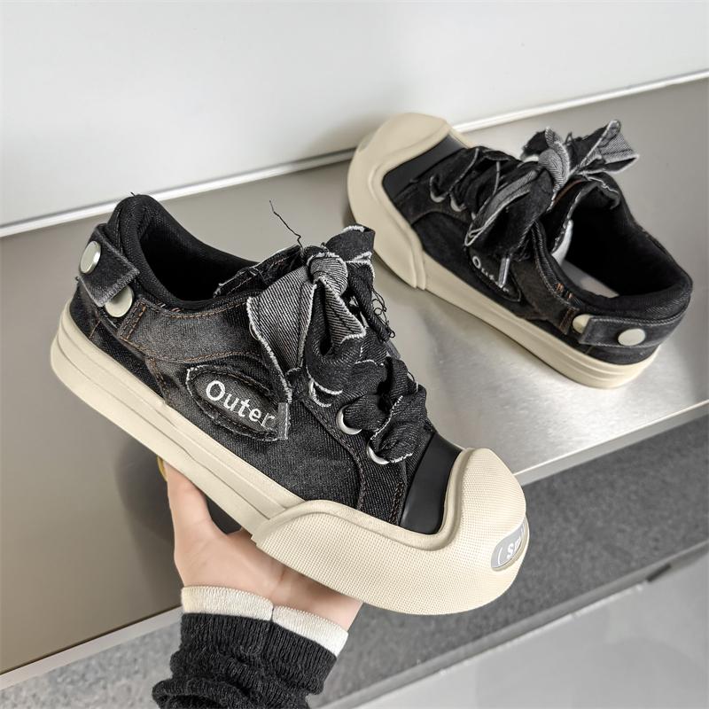 Men's Trendy Canvas Shoes Breathable and Casual for Autumn, Low Cut and Thick Soled Board Shoes with Fashionable Men's for Men