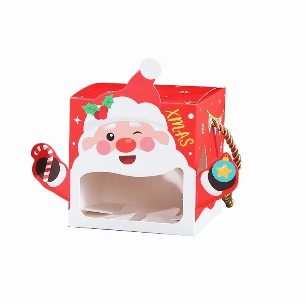 5pcs Carry Handle Cookie Packaging Box Cardboard Party Favor Box For Christmas Party