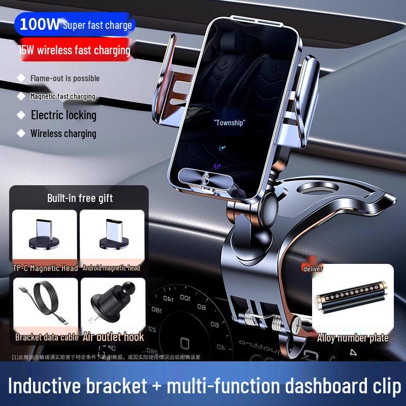 2025 Magnetische Kabellose Handyhalterung & Schnelllader mit Lüftungsschlitz- und Armaturenbrett-Saugfuß