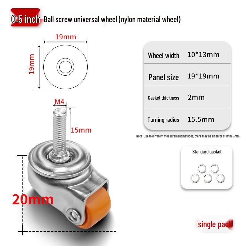 Silent 1-inch Swivel Caster for Tatami Drawer Cabinet with Rubber Wheel