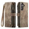 For Samsung Galaxy S24 FE Case, Wallet Case for Women Men, Durable PU Leather Magnetic Flip Strap Wristlet Zipper Card Holder