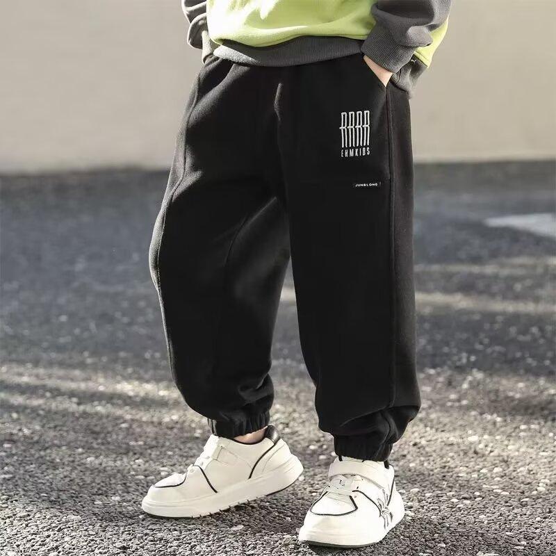 Boys' Spring and Summer Autumn Pants Children and Teens Pants Thin Children's Sports Straight Pants Trendy Three-Bar Pants Trendy