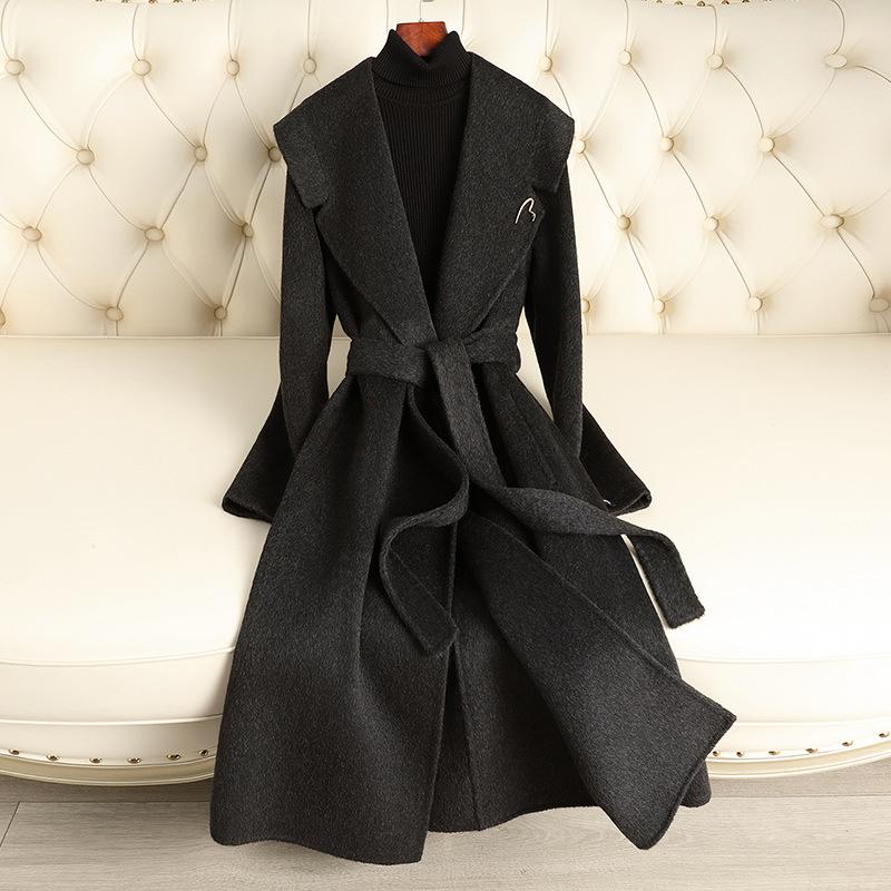 Double-sided Wool Coat Women's Autumn and Winter New Large Lapel Slim and Thin High-end Woolen Coat