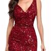Elegant Fashionable V Neck Sequin Dress Stylegown Summer Sleeveless