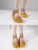 Johnature Genuine Leather Thick Sole Sandals Retro Soft Sole Handmade Women's Flat Platform Shoes