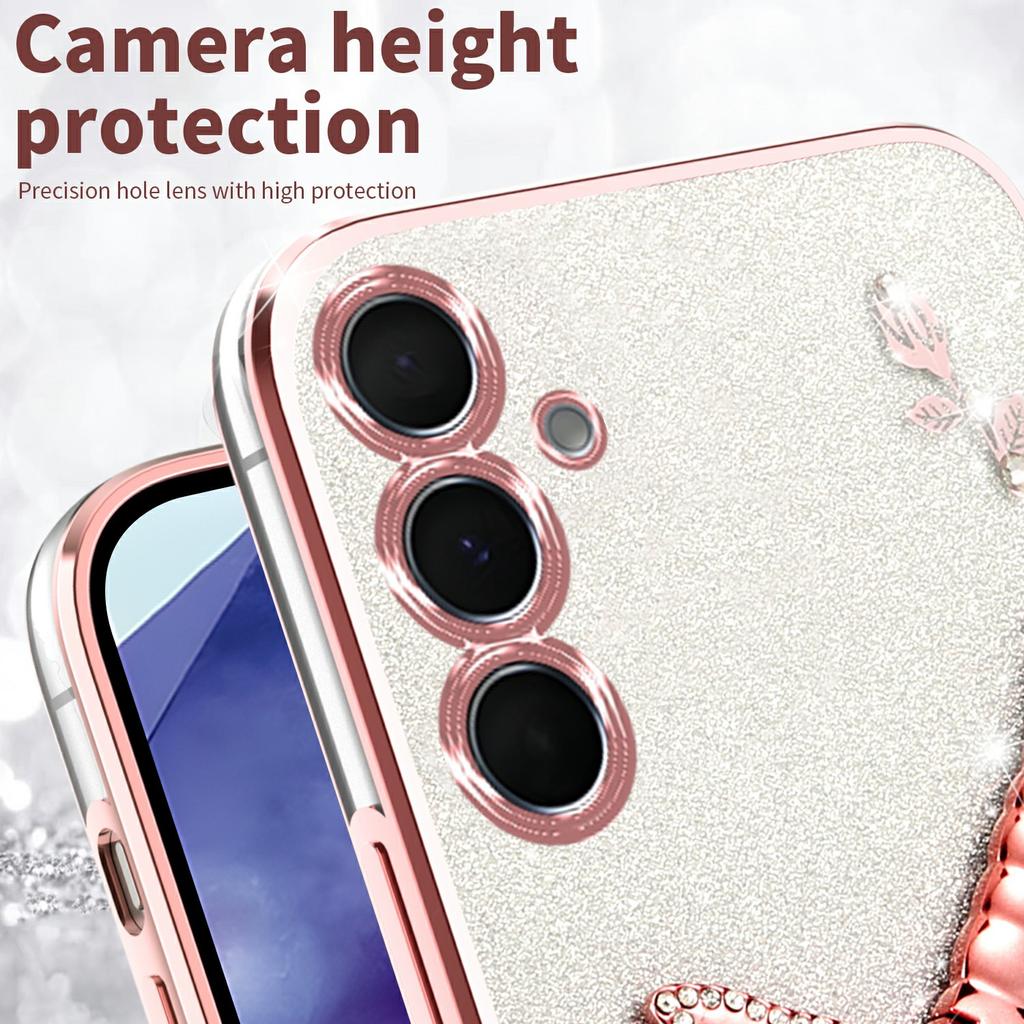 KADEM For Samsung Galaxy A55 5G Case Dragonfly Kickstand TPU Flowers Glitter Phone Cover