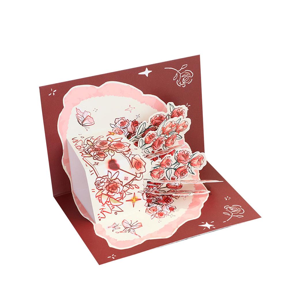 Paper Popup Cards Rose Flower 3D Popup Greetings Card Birthday Cards Wedding Valentines Day Mother Day Cards for Mom