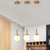 Nordic pendant lamp wood atmospheric Chinese three head dining room dining room modern simple bar personalized creative kitchen