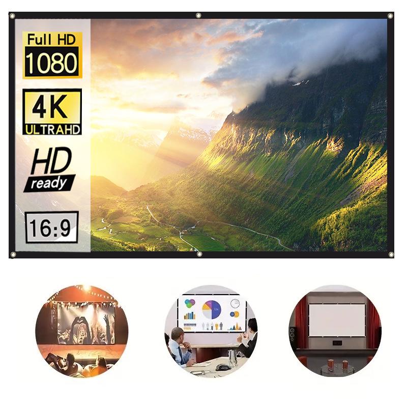 Portable Polyester Folding Projector Screen, 60-150 Inch, 16:9/4:3