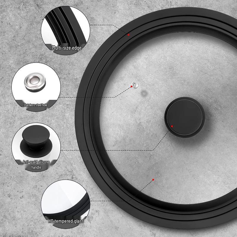 Tampa de Pote Universal de Silicone e Vidro Multitamanho: Anti-Queda, à Prova de Explosão para Vaporizador & Wok
