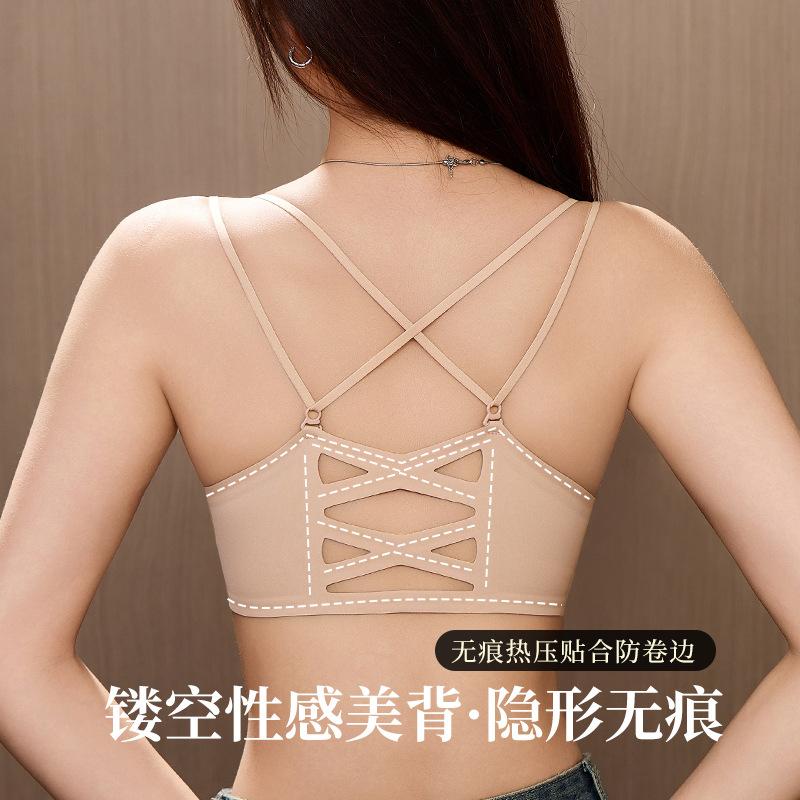 Wow, summer, no magnetic front buckle, sexy small chest, no steel ring, cross shoulder strap, hollow back bra cover, gather