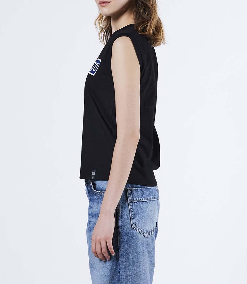 Double Standard Clothing D Logo Block Sleeveless Black Top, 0208-000-252, Women's,
