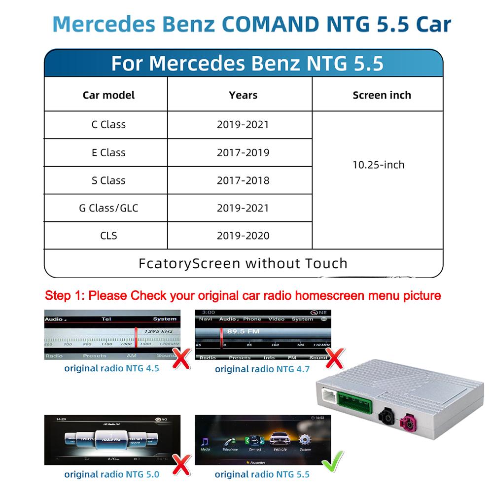 

Беспроводной CarPlay Android Auto Подходит для Mercedes C E S G Class CLS GLC Sprinter NTG 5.5 Car Play Android Auto Камера заднего вида