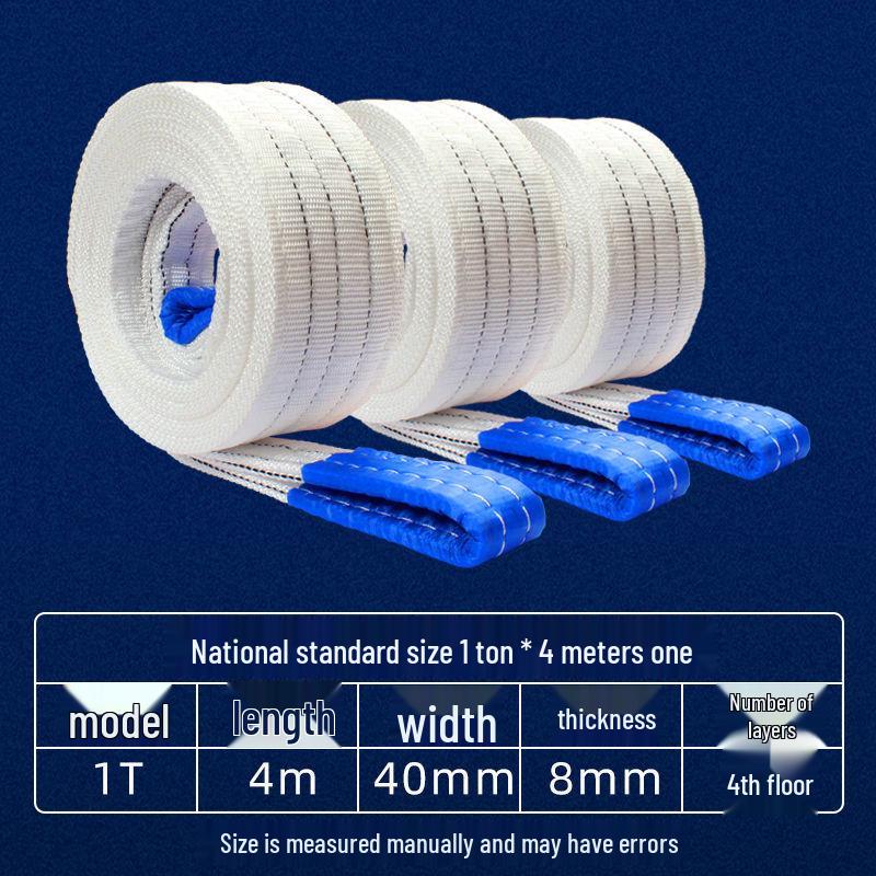 White Flat Lifting Sling - 2, 3, 5 Ton Capacities - Industrial Crane Fabric Hoist Rope