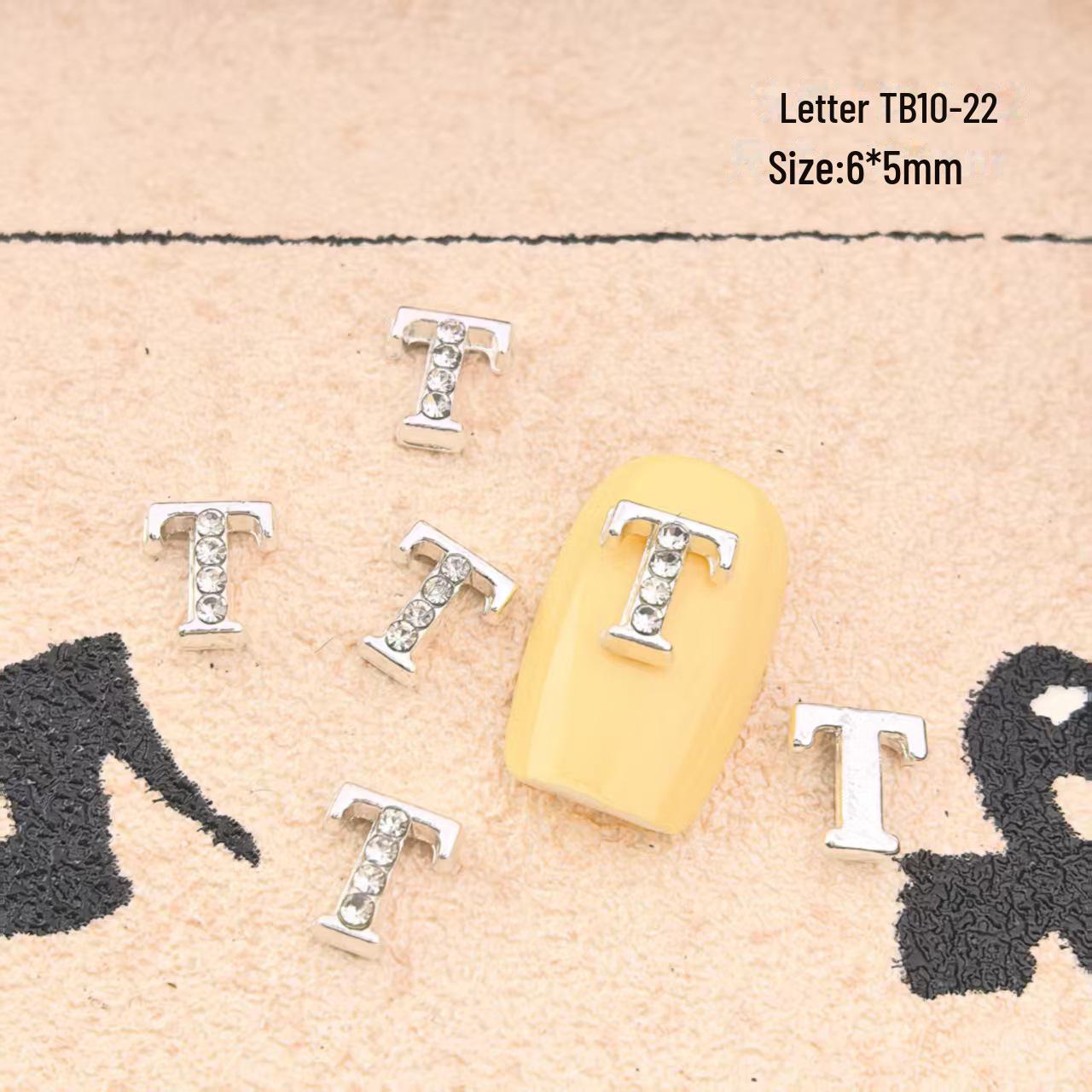 Яркие серебряные сплавы с буквами для дизайна ногтей