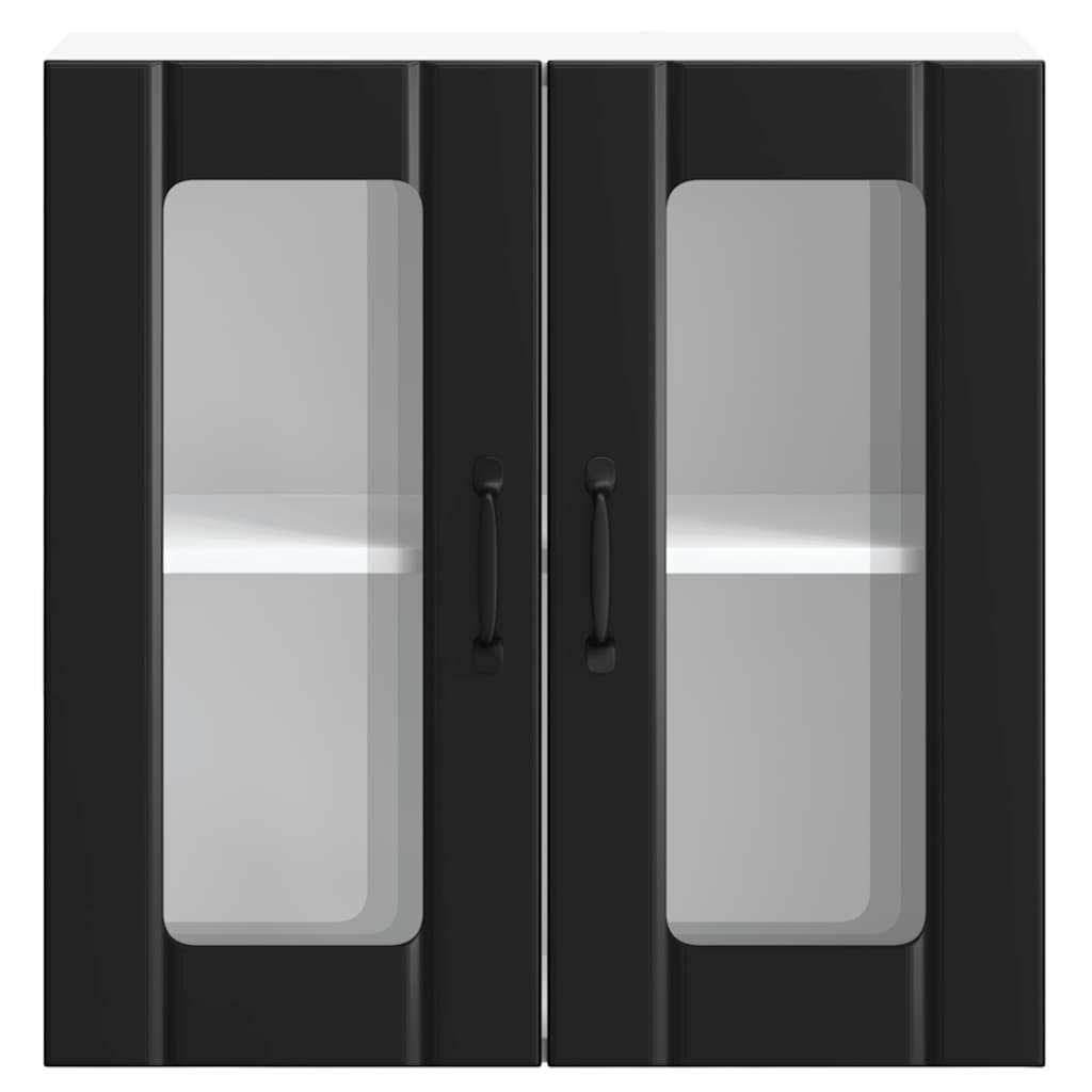 vidaXL Küchen-Hängeschrank mit Glastür Lucca Schwarz Holzwerkstoff