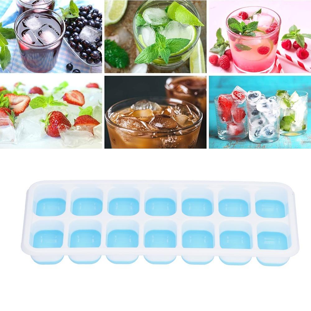 2pcs Food Grade Silicone Ice Cube Tray Removable Lid Freezer Ice Mold Stackable Ice Cube Mold Bar