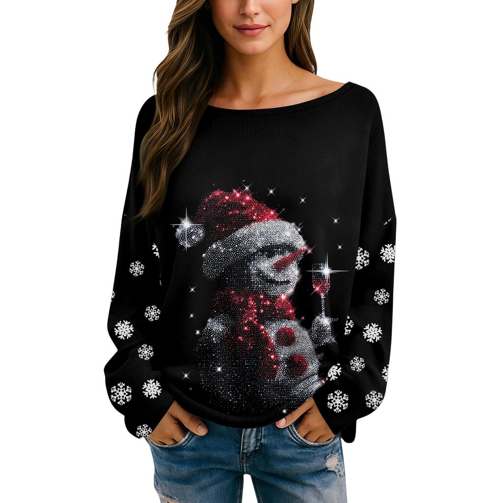 Womens  Fall Sweaters Long Sleeve Print Tops Pullover Sweaters Loose Dressy Casual Basic Clothes