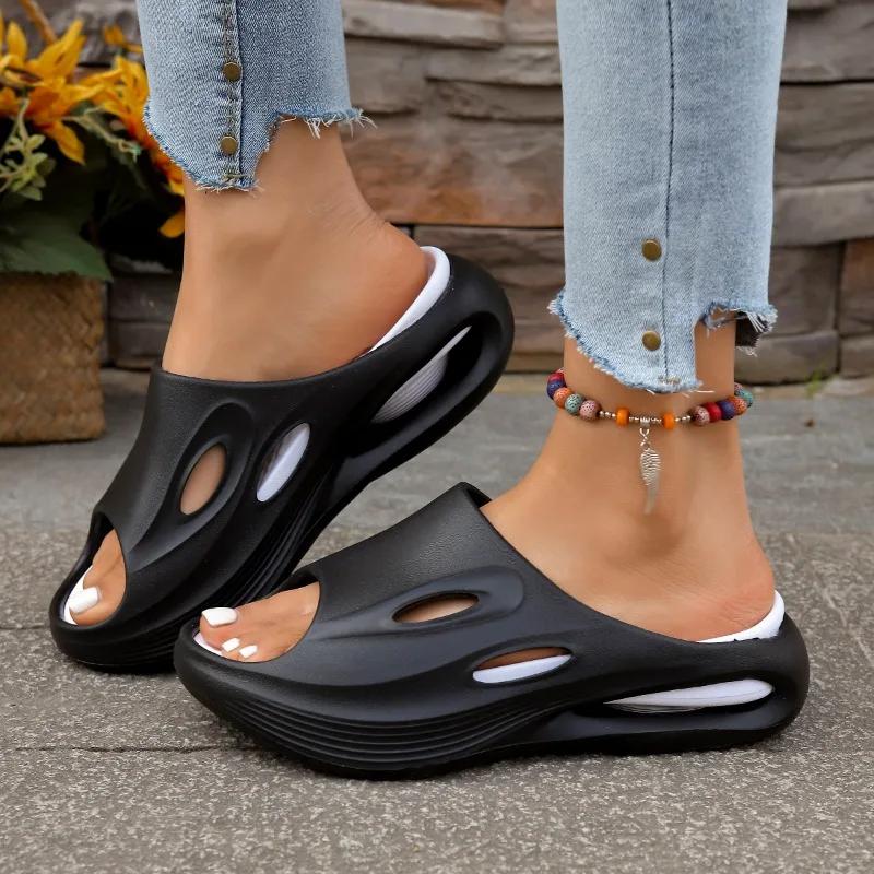 Fashion Shevalues Women's Summer Sandals  Soft Cloud House Platform Slides Unisex Outdoor Non-slip Beach Shoes Women Bathroom Slipper