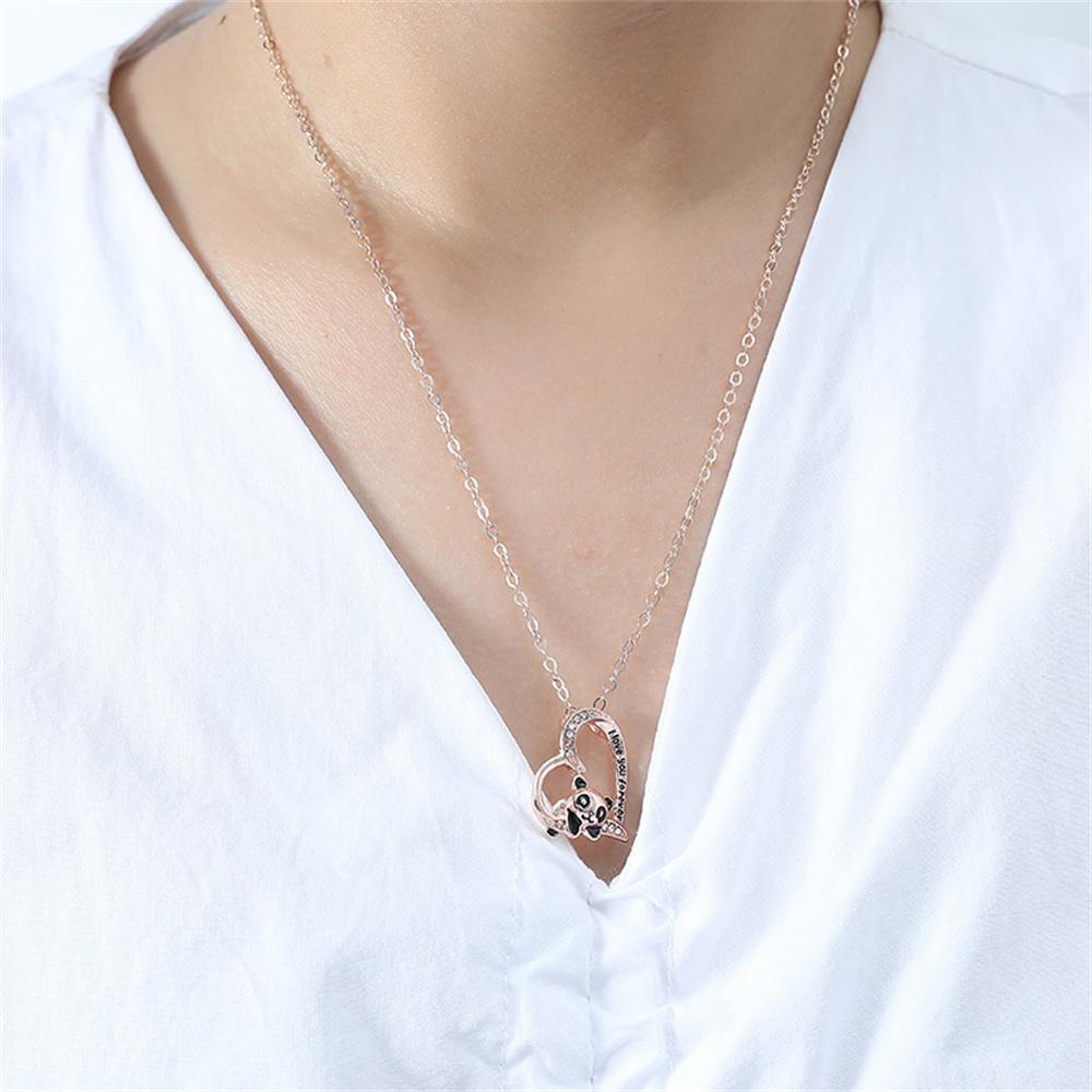 Módní Panda Srdce Zirkonový Náhrdelník pro Ženy Muže Vynikající Medvěd Láska Přívěsek Klíční kost Řetízek DIY Šperky Doplňky Dárky 2024