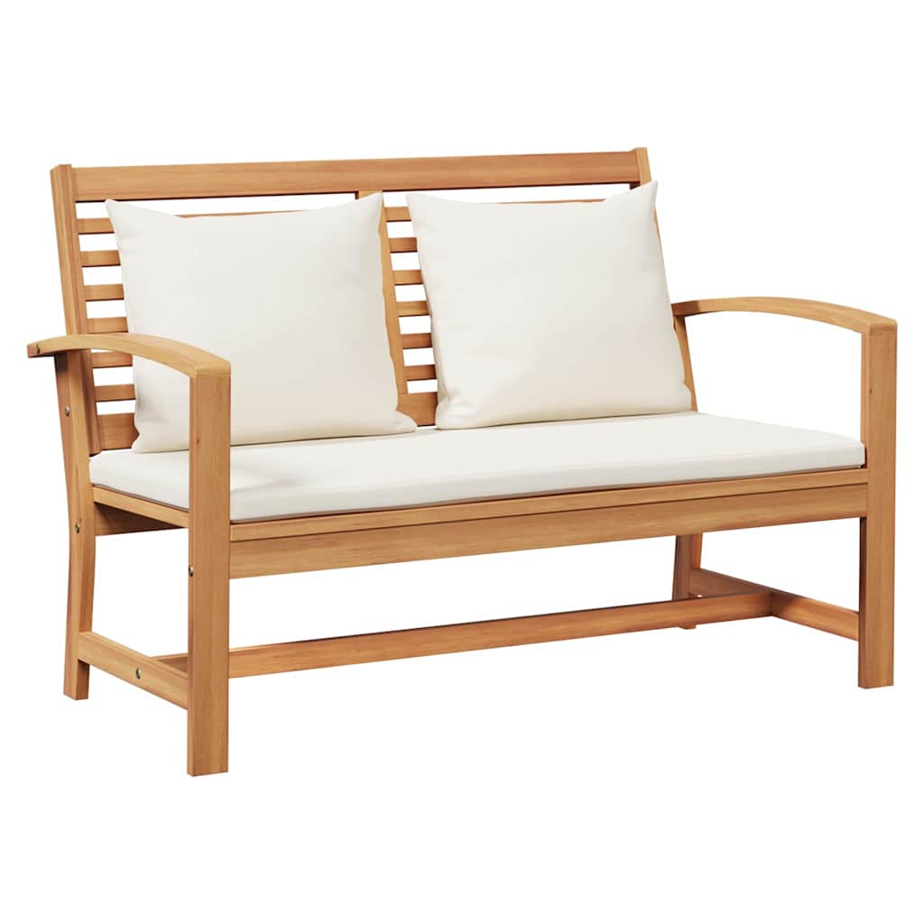 Bench In Brown and Cream 110 X 66 X 76 Cm Solid Teak Wood