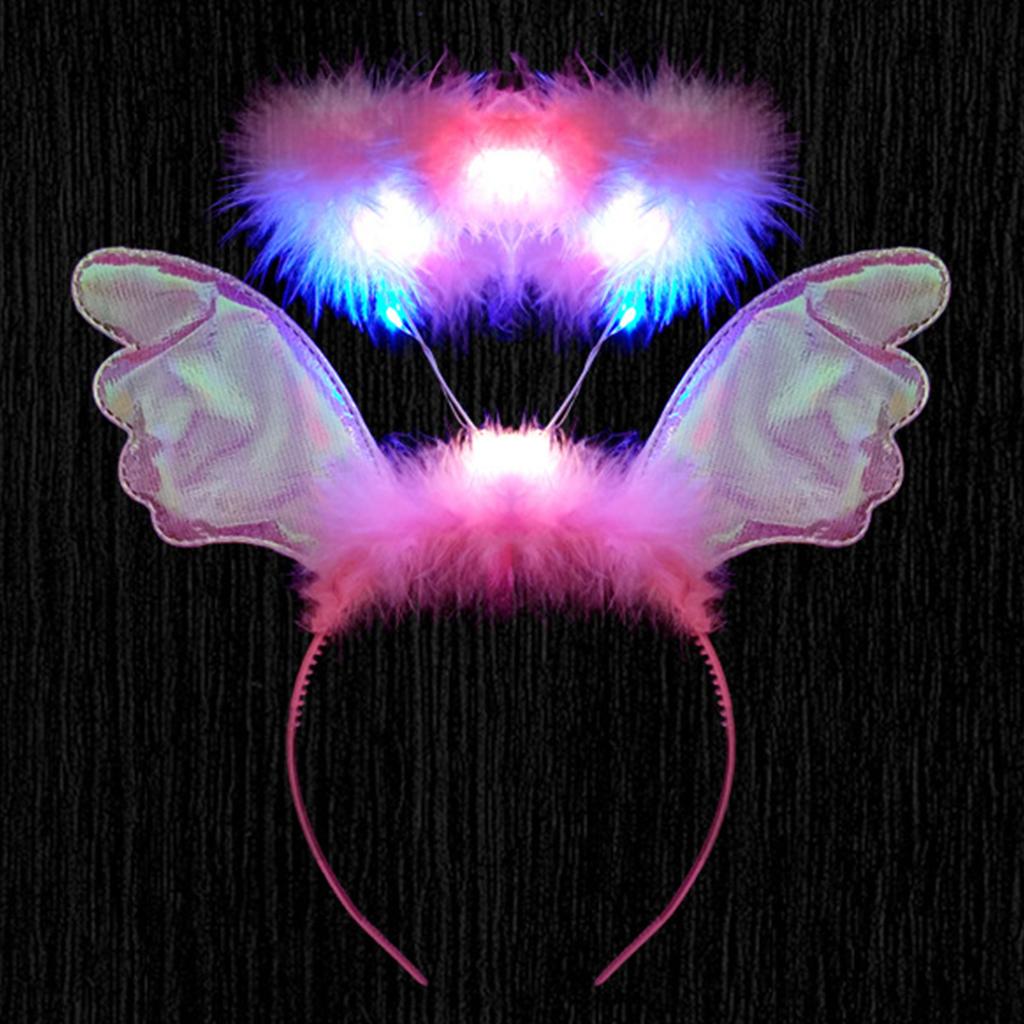 LED Angel Wing Halo Headband Durable Hair Hoop Luminous Headbands for Woman Unisex Carnivals Party Photography Supplies