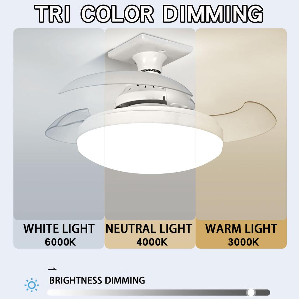 LED 48W ceiling fan light E27 with remote control for dimming, suitable for living room, study, household use, 85-265V