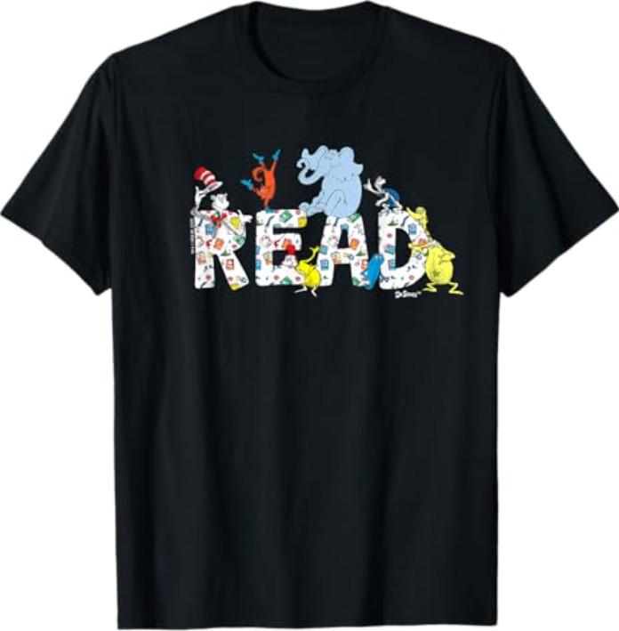 Dr. Seuss Characters Read Design T-Shirt S разноцветный