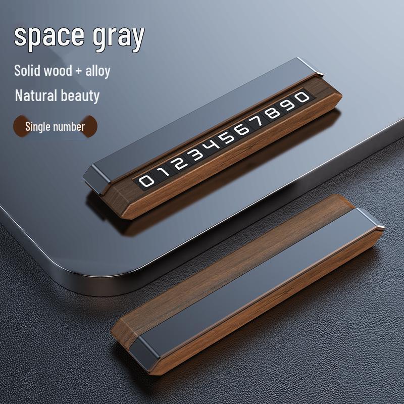 Black Walnut Temporary Car Parking Plate - High-End DIY Phone Number Display