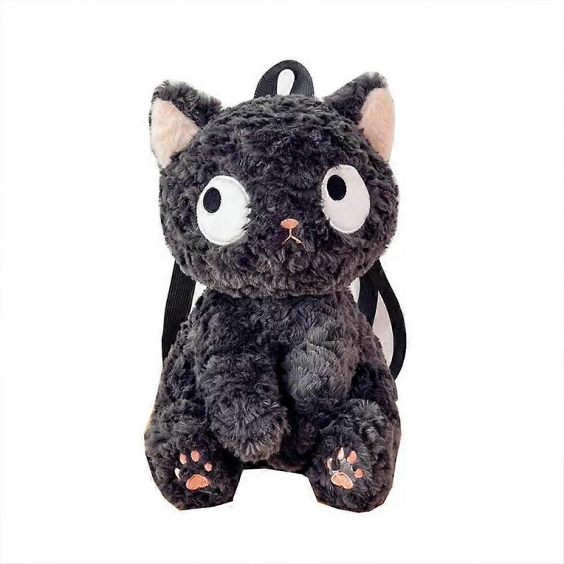 Mini Cute Little Gray Cat Plush Backpack for Women
