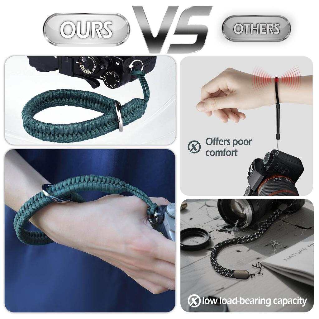 Camera Wrist Strap Paracord Camera Hand Strap Wrist Lanyard for DSLR or Mirrorless MID [Qiang Ni] - High-End Cameras, Black, (Turquoise)