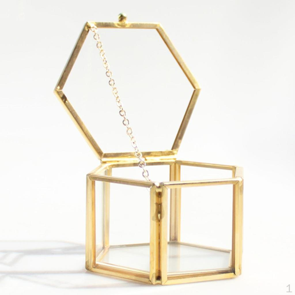 

Brass , Glass Geometric Terrarium Tabletop er, Gold 8 x 6.8 x 4.5 cm