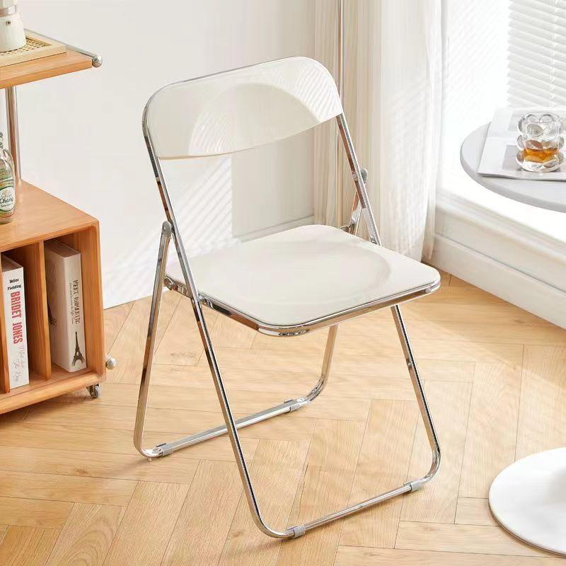 Trendy Clear Acrylic Folding Chair - Simple, Thickened Design for Makeup, Dining, or Home