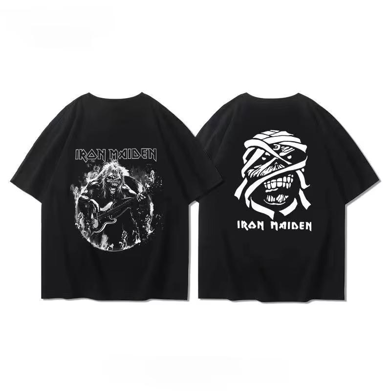

Band Around Short Sleeve T-shirt Male European High Street American Heavy Metal Rock Half Sleeve Ins Y2k Hot Sell New Brand 4XL