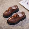 Chaussures en cuir polyvalentes et tendance, nouvelles chaussures simples à semelles souples pour enfants, chaussures de performance rétro de style britannique pour garçons