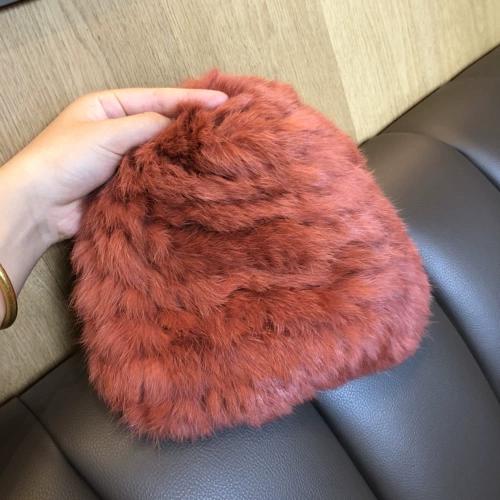 Rabbit Fur Hat Female Chuanxi White Fur Hat Fur Cold and Warm Plush Knitted Hat Cute Headgear Autumn and Winter