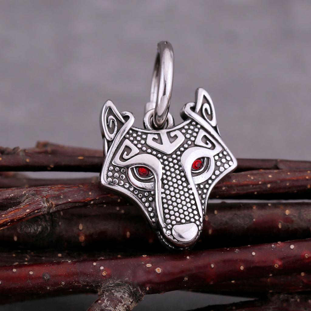 Vintage Vikings Wolf Drop Earrings Men Fashion Celtic Rune Amulet Accessories Stainless Steel Hip Hop Biker Charm Jewelry