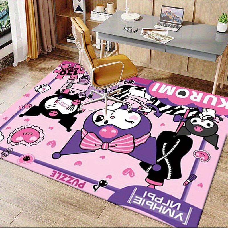 1pc Sanrio Kuromi Mermaid Printed Office Carpet Rectangle Rug Under The Table,Perfect Room Decor for Living Room, Bedroom, Kitchen, Non-slip Floor Mat