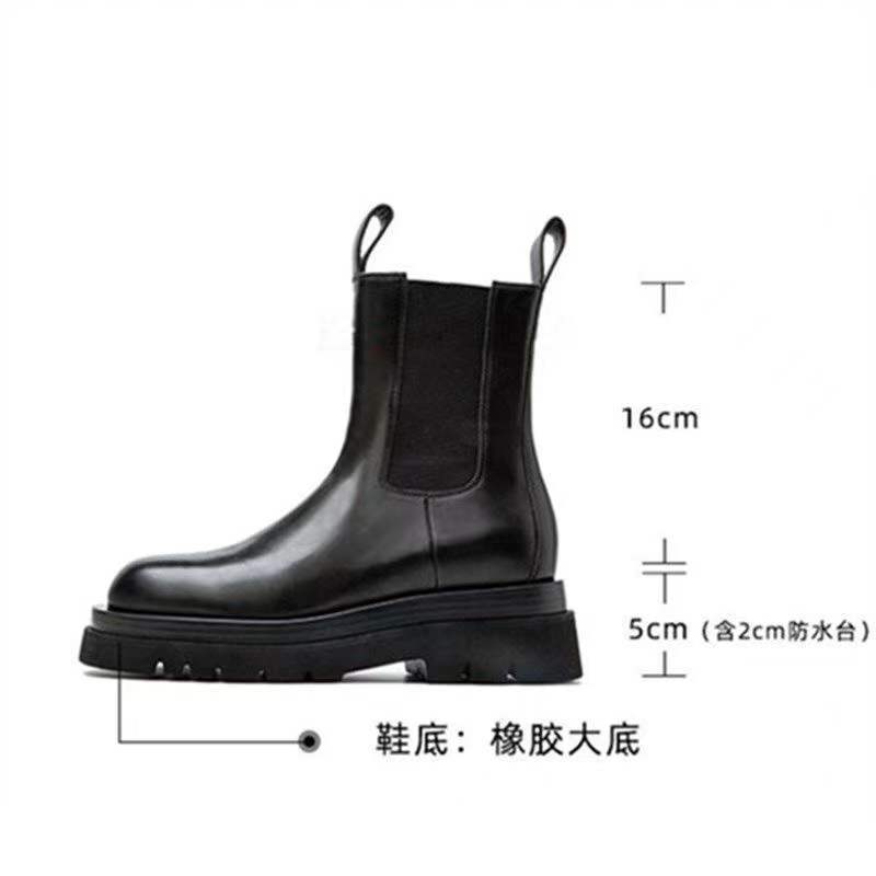 The same Martin boots women's British style spring and autumn single boots locomotive medium tube cigarette boots thick-soled Chelsea short boots