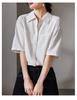Wrinkled Mulberry Silk Short Sleeved Shirt for Women In Summer 2026, Fashionable, Loose, Versatile, Casual, Solid Color Shirt
