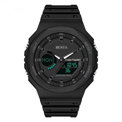 Men's Sports Tactical Watch Besta Jocker Black with Stopwatch and Alarm Clock