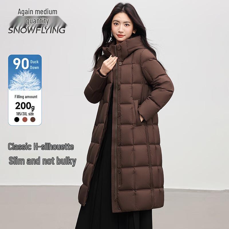

SNOWFLYING Women s Long Hooded Duck Down Puffer Jacket X401415466F L