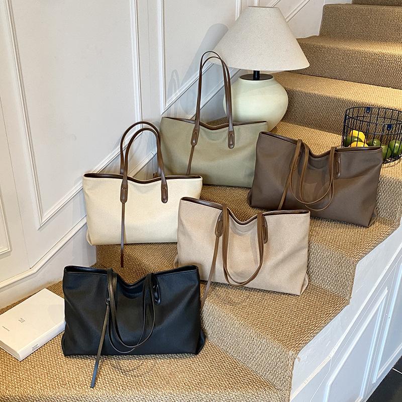 Trend Large-capacity Pu Bag Women's 2025 New Versatile Fashion Shoulder Tote Bag College Student Commuter Bag