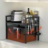 Adjustable Microwave Oven Rack Kitchen Storage Shelf with Spice Organizer Countertop Cooker Stand Space Saving Heavy Duty