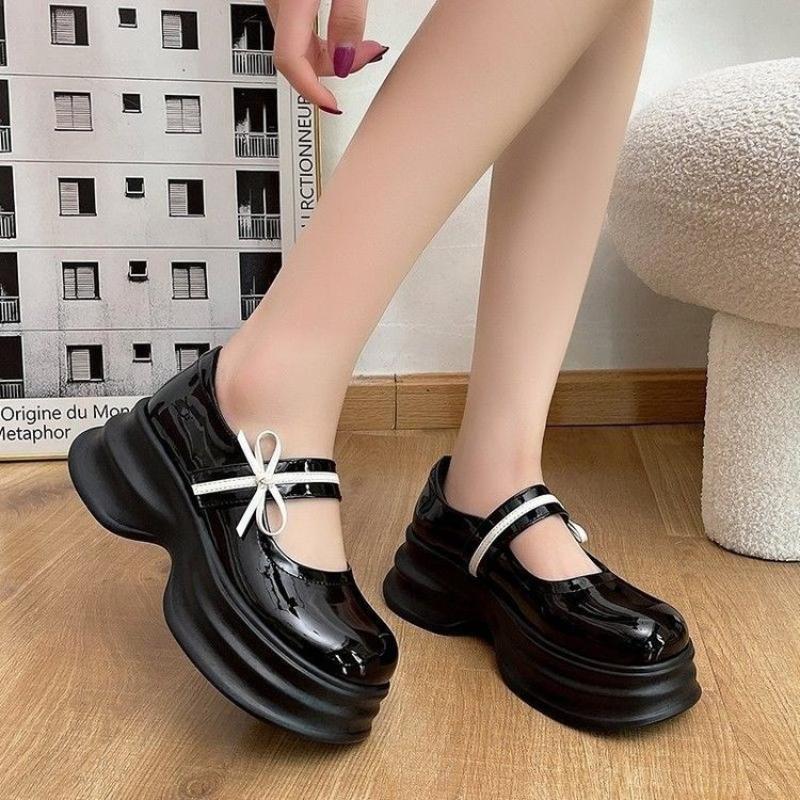 Spring Autumn New Loafers Fashion High Heel Single Shoes Women's Square Head Shallow Mouth Shoes Thick Mary Jane Footwear Mujer