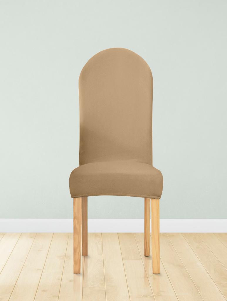 Cover Chair Rounded Backrest Beige Cappuccino Velvet