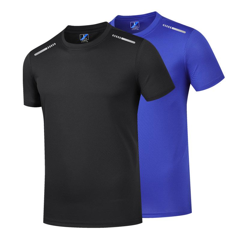 Ice Silk Men's Short Sleeved T-shirt Men's Summer Mesh Youth Breathable T-shirt Sports Quick Drying T-shirt