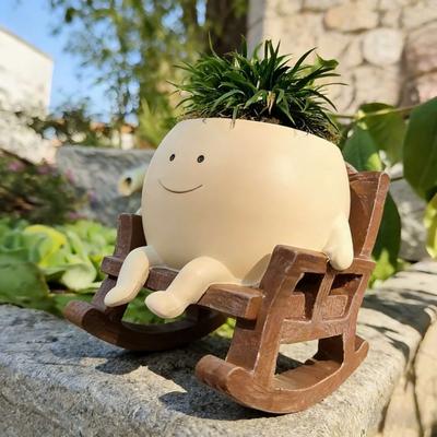 Creative Smiling Face Resin Succulent Planter Mini Personalized Desktop Decoration Ornament Practical Home Gift Potted Plant Con